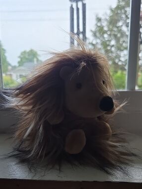Retired Jellycat Brown and Tan Faux Fur Plush Hedgehog